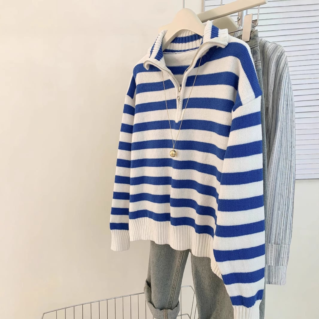 【tops】ボーダー柄ニットセーター　M29214