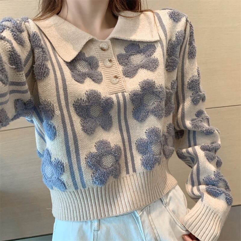 【tops】ジャカードニットセーター　M19032