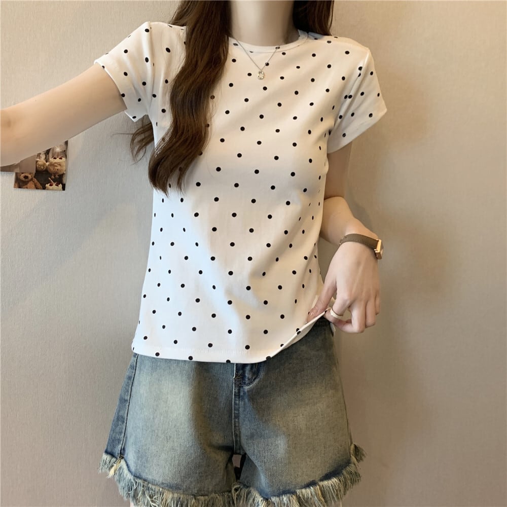 【tops】ドット柄TシャツG20723