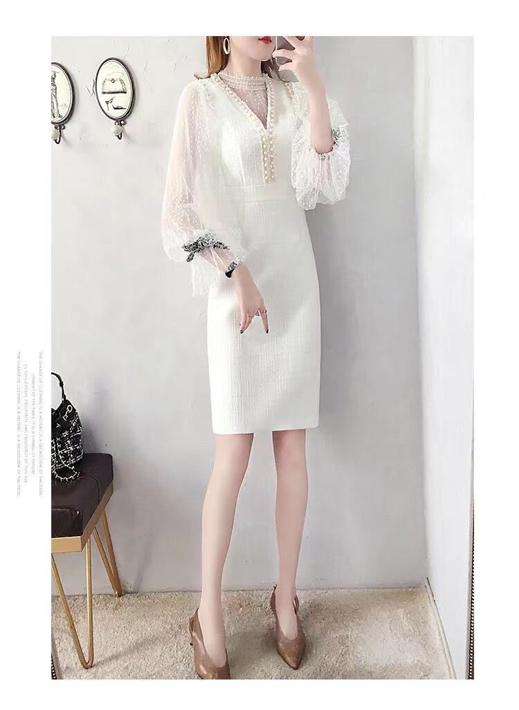 【set】一目惚れ！長袖ラッパ袖レーストップス+Vネック体型カバーベストOL通勤セットアップF1553