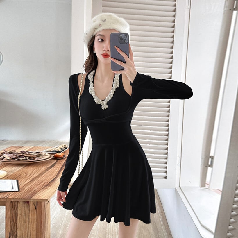 【dress】ビジューデートワンピース　M27418