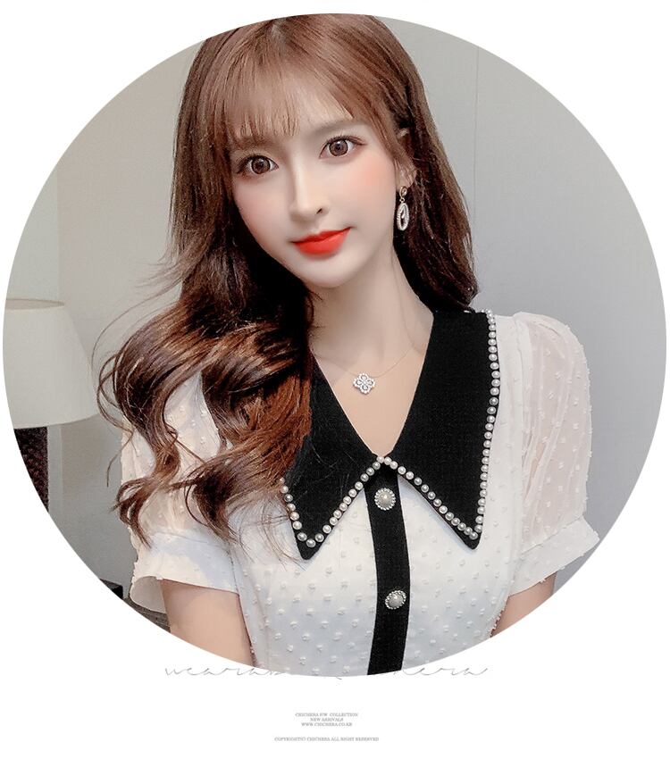 【dress】気質満点スリットマーメイドドールカラーセーターパフスリーブワンピース