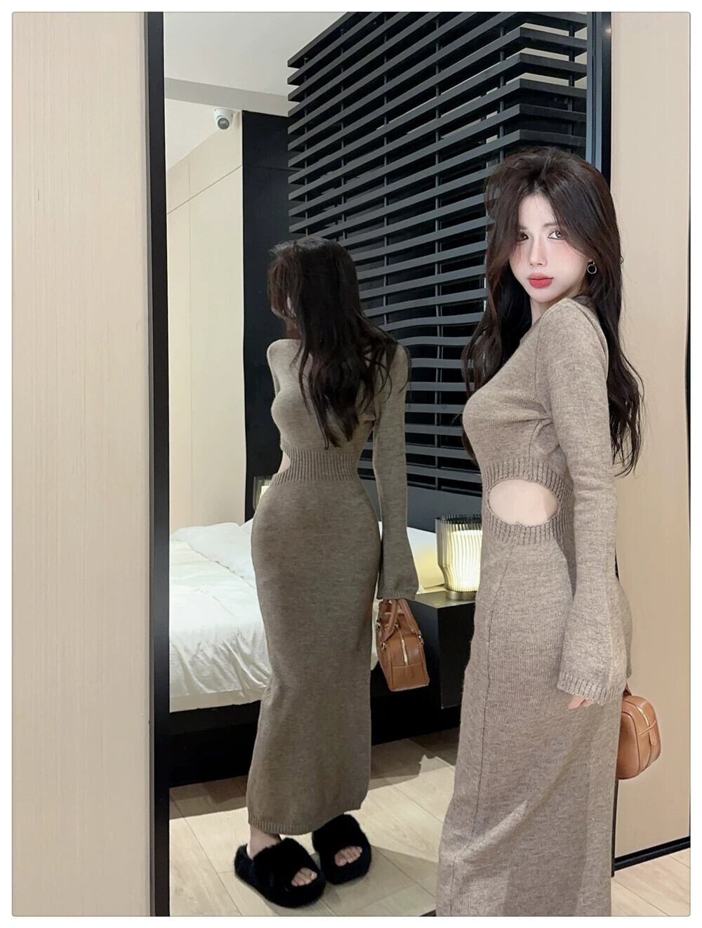 【dress】ウエストカットニットワンピース　N2192
