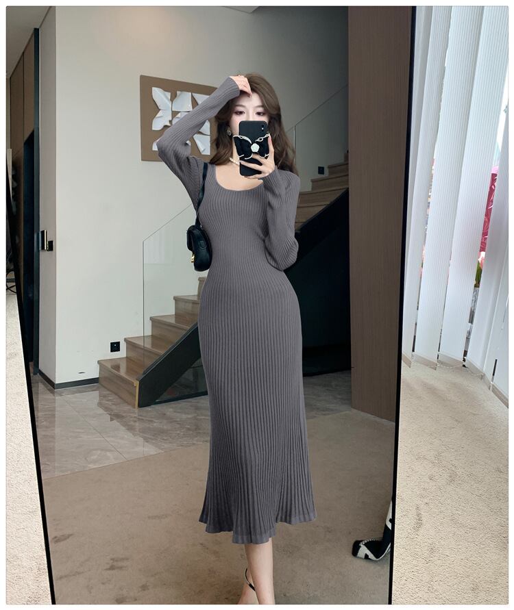 【dress】無地ニットワンピース　M18293