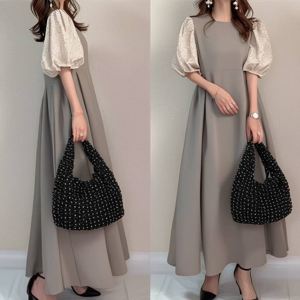 【dress】パフスリーブワンピース　M24500
