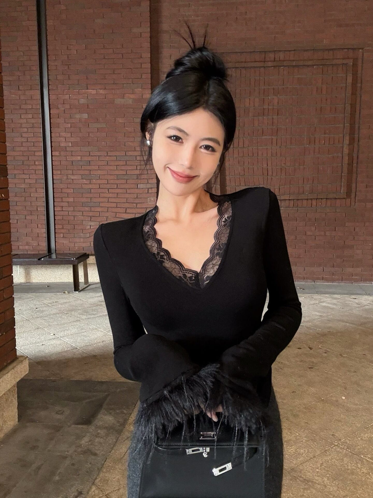 【tops】レースドッキングトップス　M28145