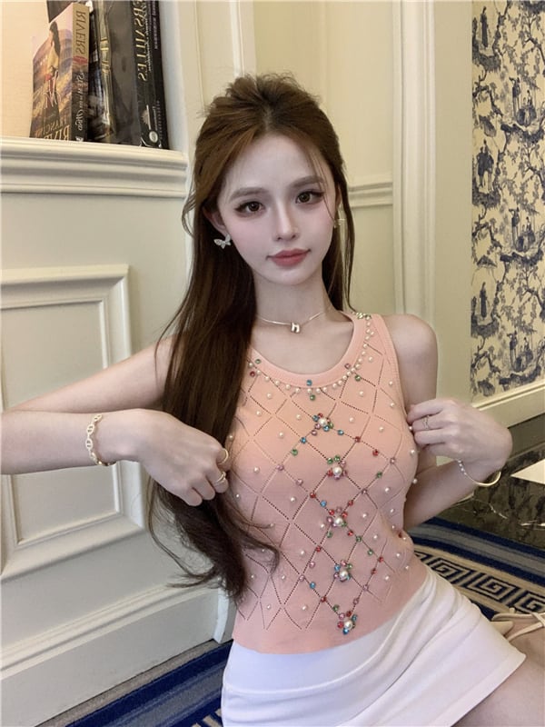 【tops】ビーズニットキャミソール G21217