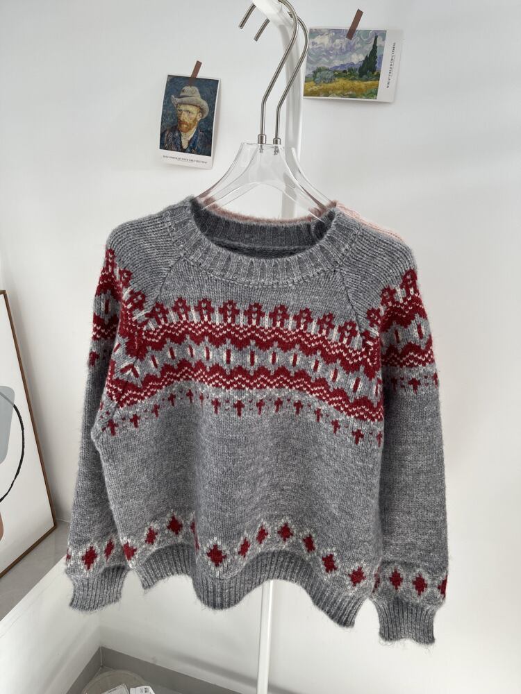 【tops】プリントニットセーター　M27509