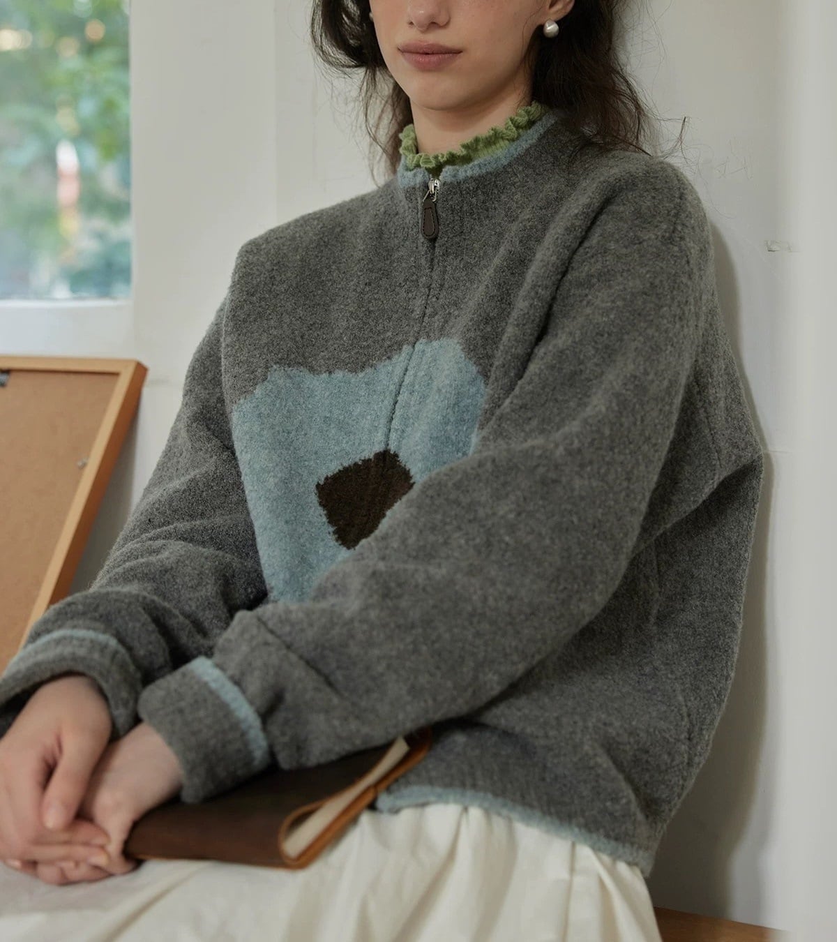 【outer】ファスナーニットカーデ　M28612