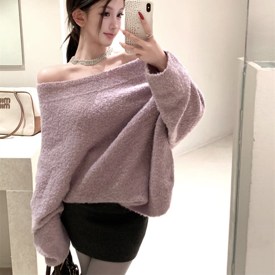 【tops】オフショルダーニットセーター　M28417