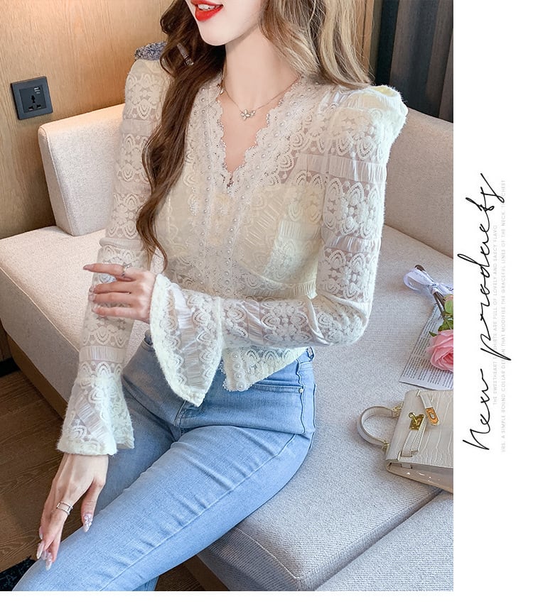 【tops】Vネックレーストップス　M27417