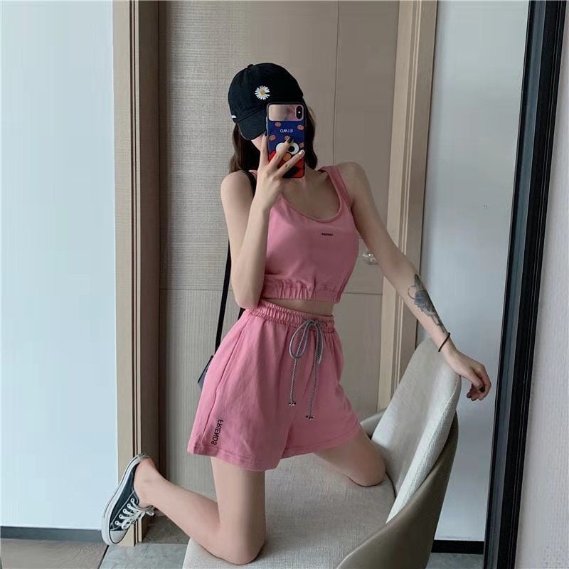 【set】タンクトップ+ショートパンツ2点セットF7338