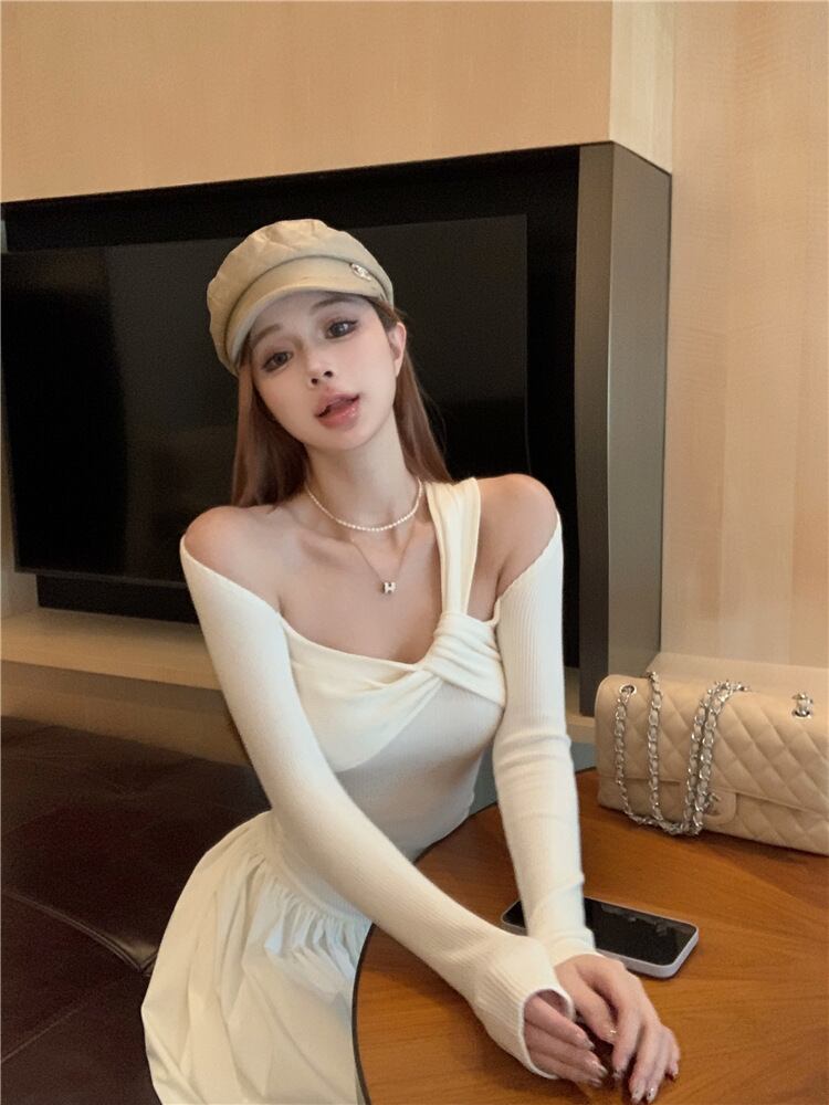 【dress】ニットドッキングワンピース　M28174