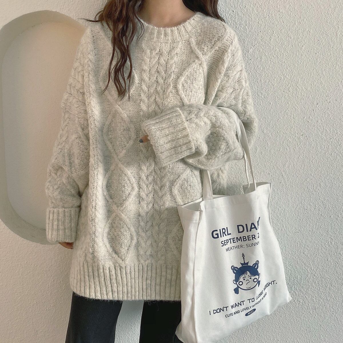 【tops】クルーネックニットセーター　M19014