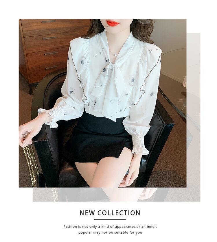 【tops】リボン付きシャツトップス　M18477