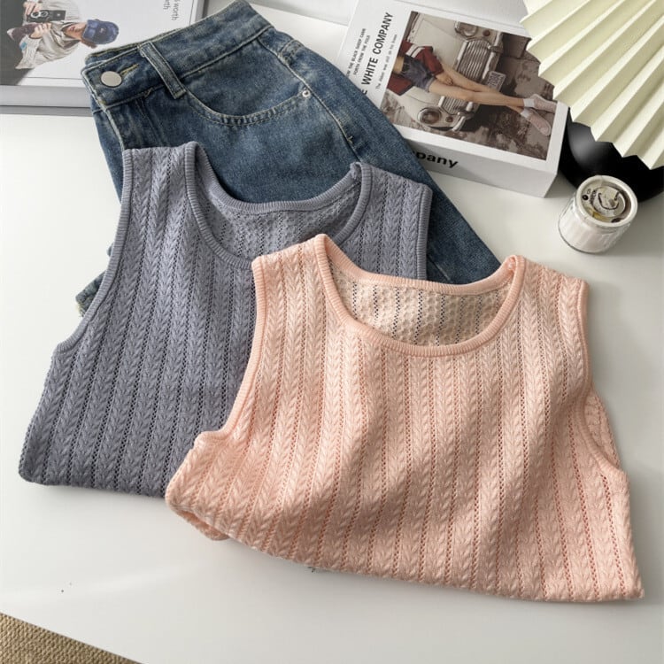 【tops】ニットノースリーブトップス　M29941