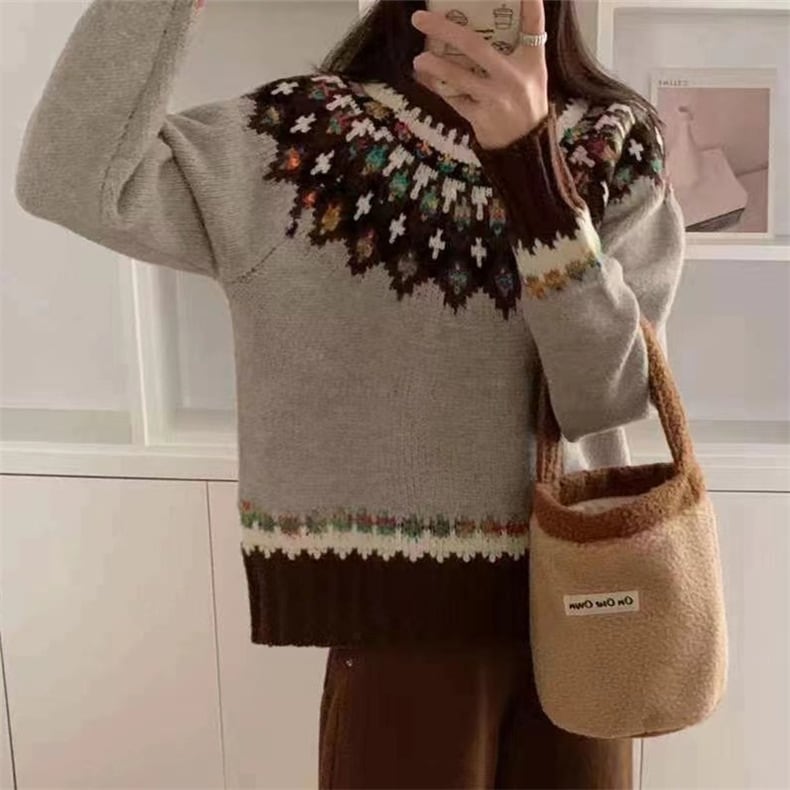 【tops】ジャカードニットセーター　M27138