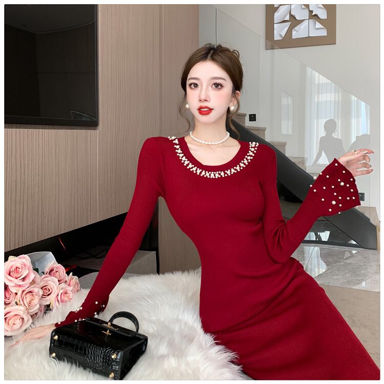 【dress】パールニットワンピース　M27487