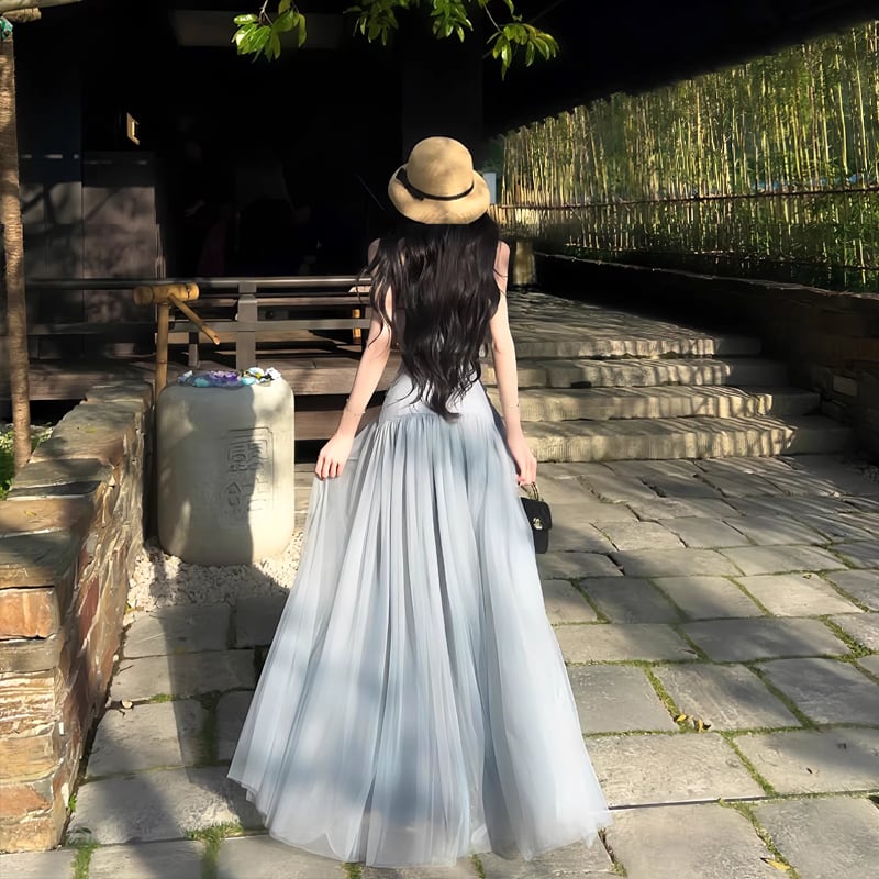【dress】ロングチュールキャミワンピース Q8373
