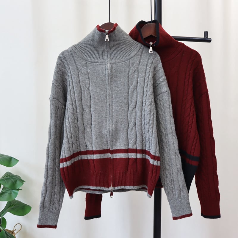 【outer】ファスナーニットカーデ　M27814