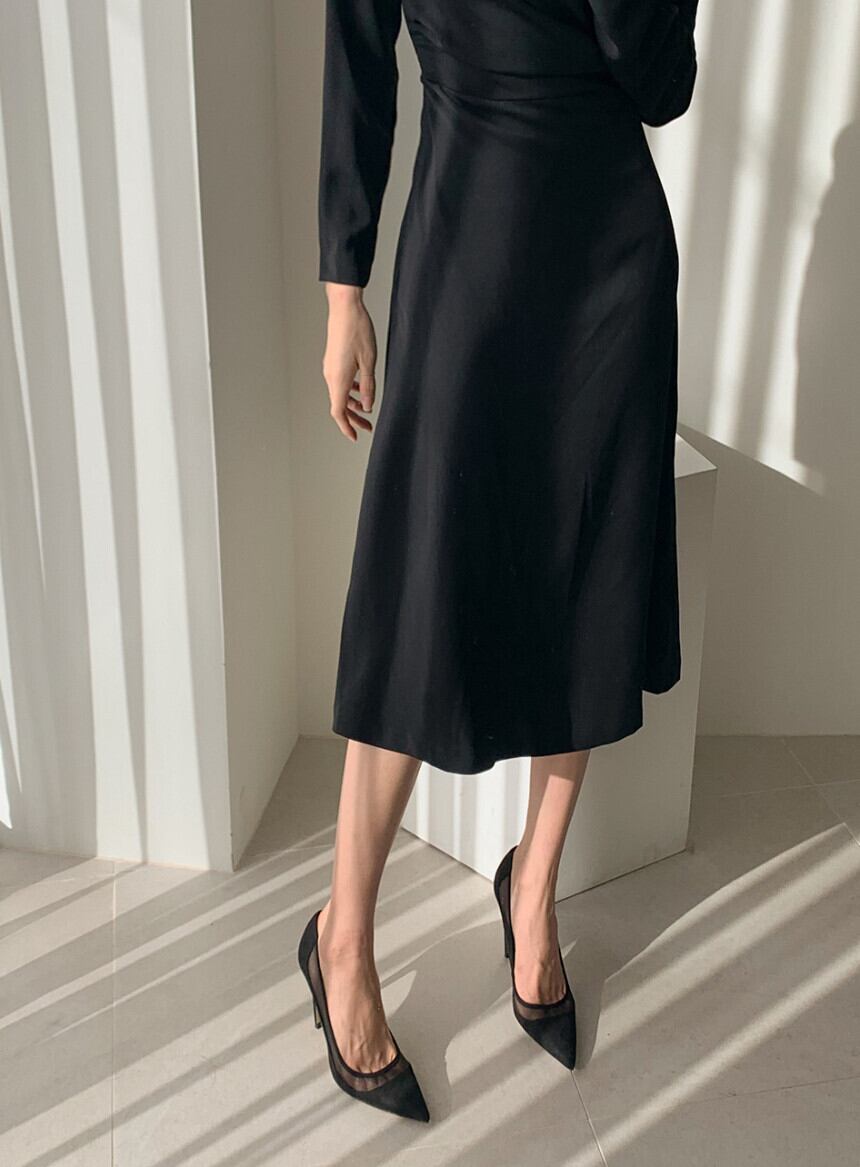 【dress】エレガント気質満点シンプル不規則着痩せハイウエスト長袖ワンピース G2964