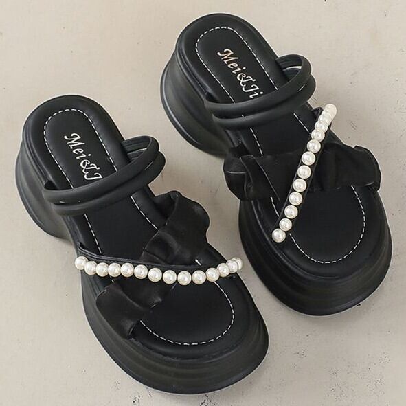 【shoes】パール付きサンダル　M30337