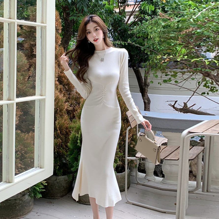 【dress】マーメイドニットワンピース　M25367