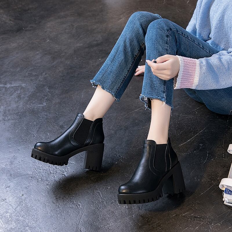 【shoes】チャンキーヒールブーツF0953