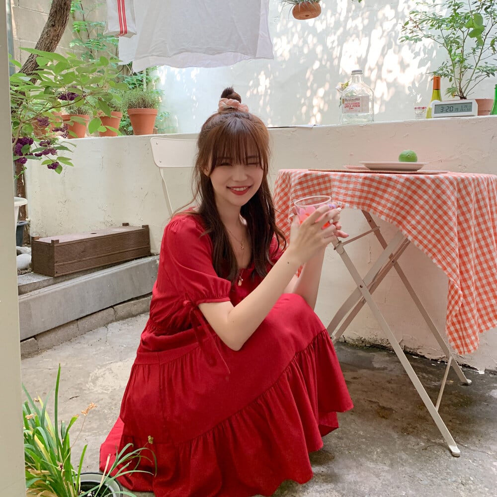 【dress】美人度アップ!気質満点スクエアネックスウィート着痩せワンピース