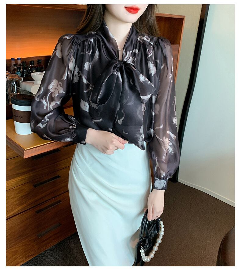 【tops】リボン付きシャツトップス　M28157