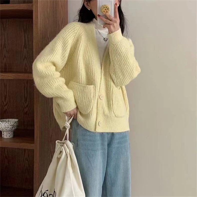 【outer】Vネックニットカーデ　M25852
