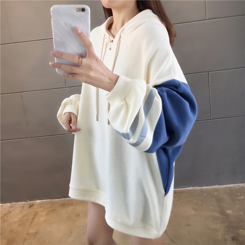 【tops】必ず目を引くフード付き長袖配色秋新作3色カジュアルゆったり着回しパーカーF0721