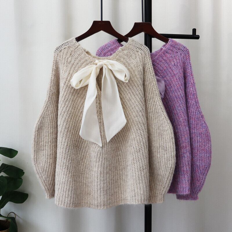 【tops】リボン付きニットセーター　M26942