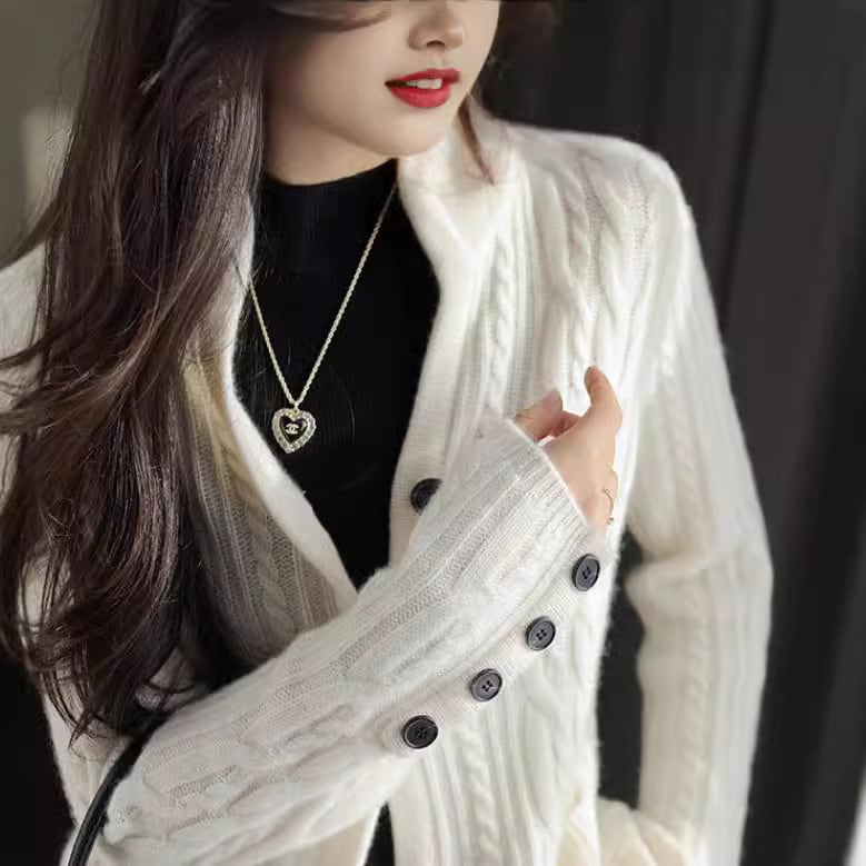 【outer】ボタンデザインニットカーデ　M25854