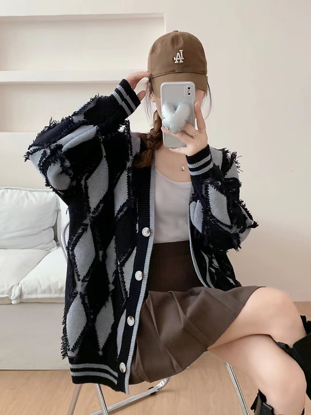 【outer】Vネックニットカーデ　M26055