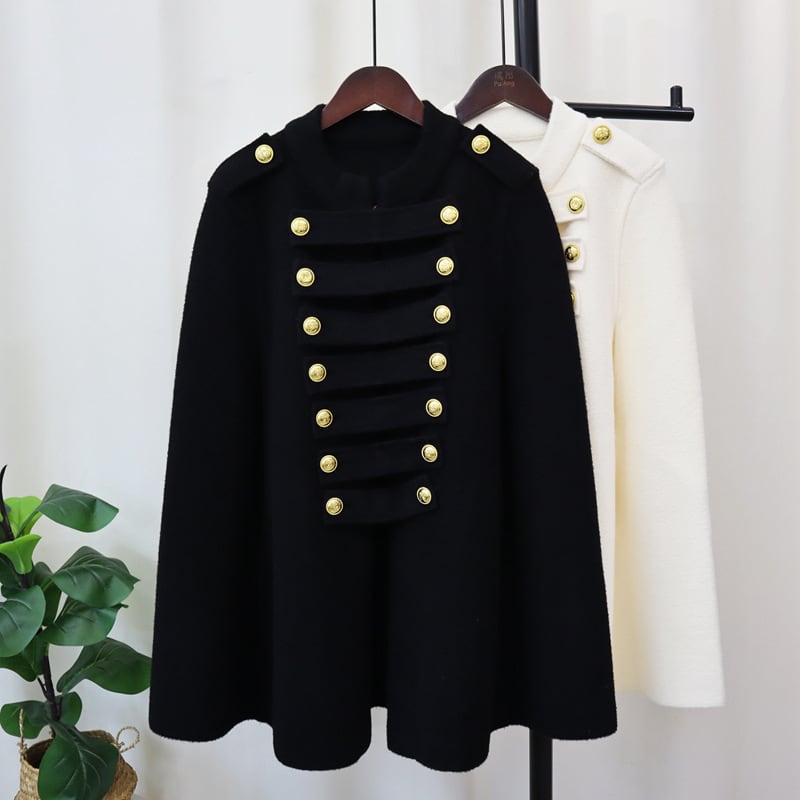 【outer】ボタンデザインケープコート　M26120