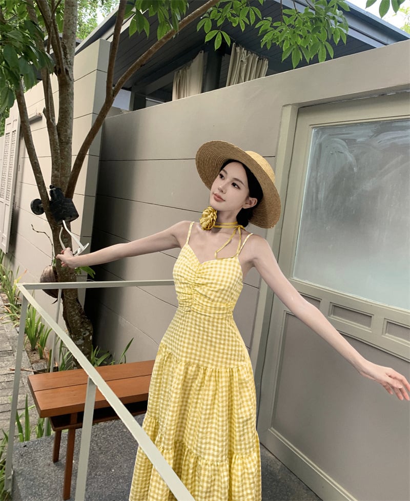 【dress】チェック柄キャミワンピース　M24918