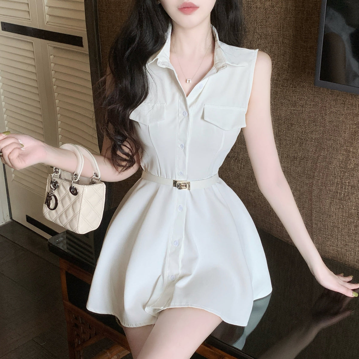 【dress】POLOネックシャツワンピース　M24537