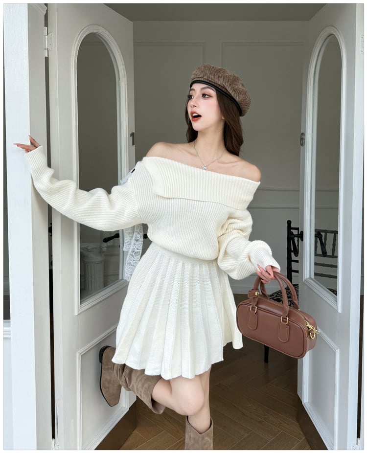 【dress】ボートネックニットワンピース　M27486