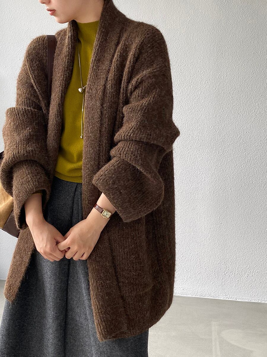 【outer】ロングニットカーディガン Q7242