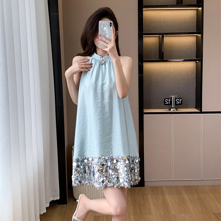 【dress】キラキラノースリーブワンピース　M24338