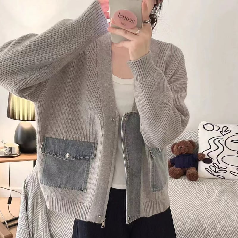 【outer】デニムドッキングカーディガン Q6371