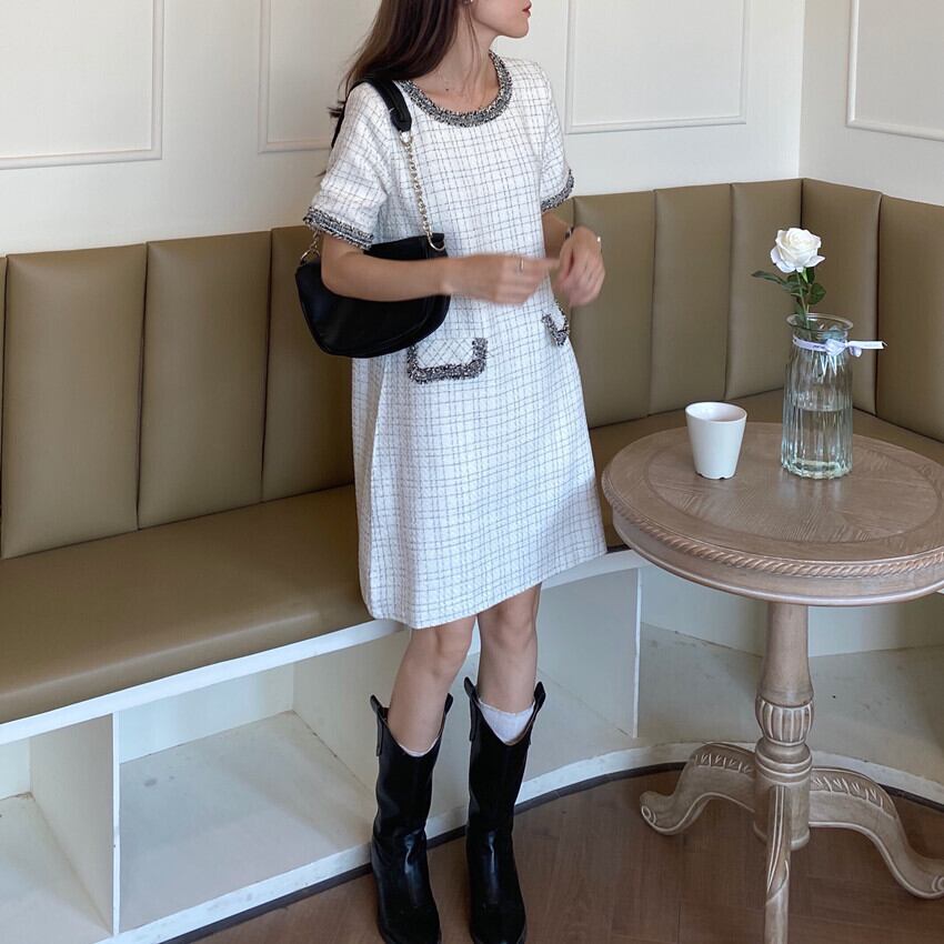 【dress】シンプル好感度UP!気質満点ラウンドネック エレガントファッションワンピース G0328