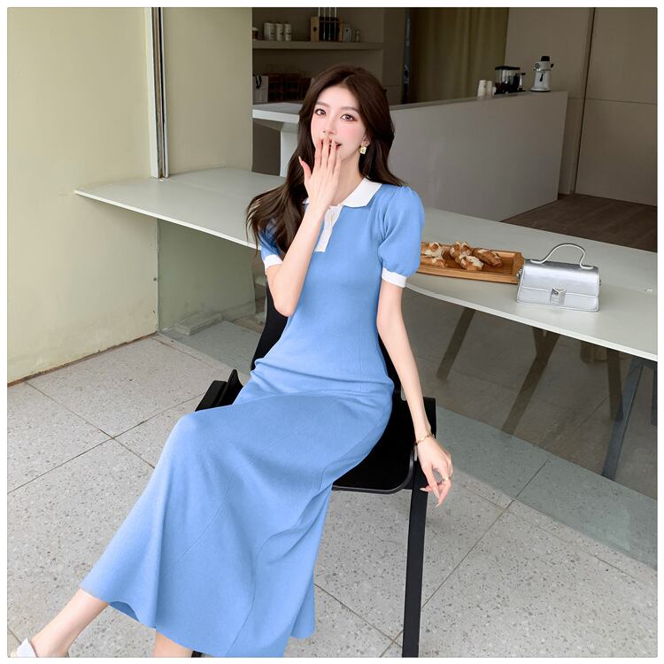 【dress】POLOネックニットワンピース G21110