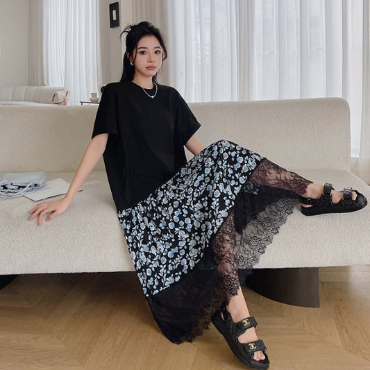 【dress】レース偽二つ切り替えワンピースG20458