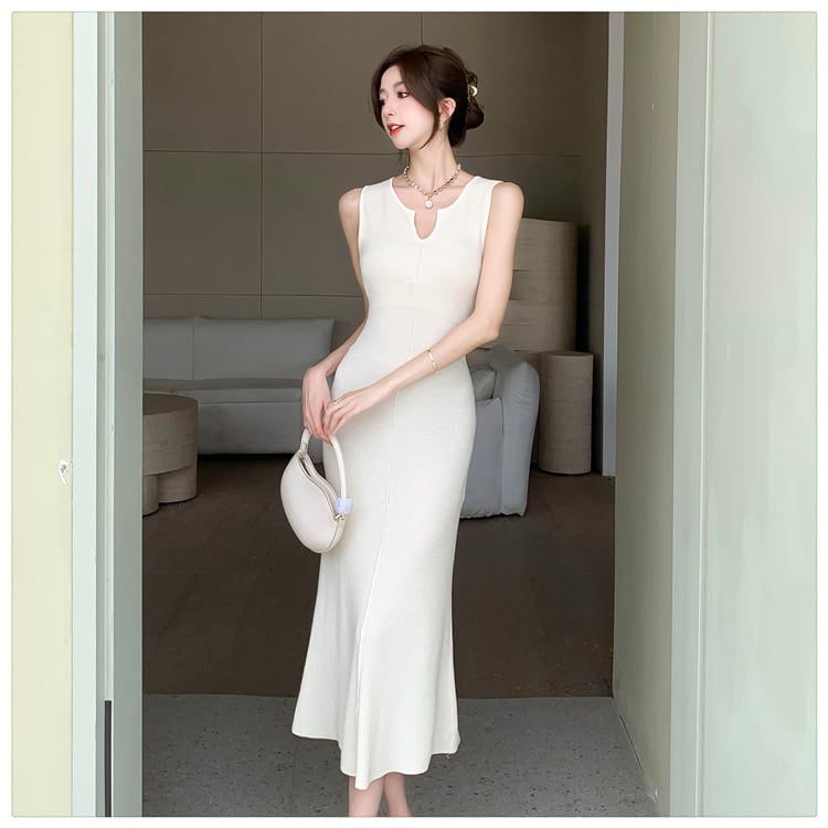 【dress】Vネックニットワンピース G20960