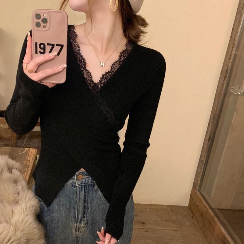 【tops】Vネックニットトップス　M19151