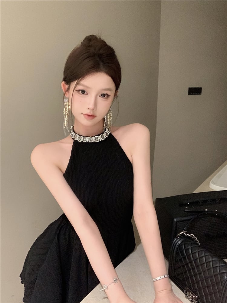 【dress】ビジューノースリーブワンピース　M24140