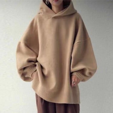 【tops】フード付きニットセーター　M26157