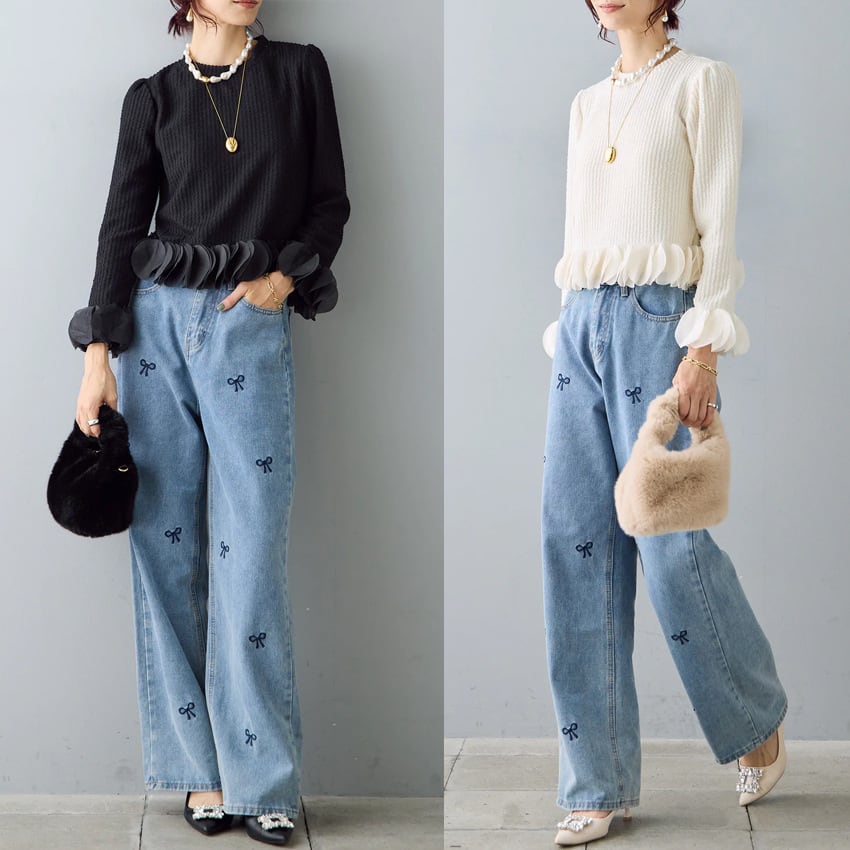 【set】ドッキングトップス×デニムパンツセット　M28016